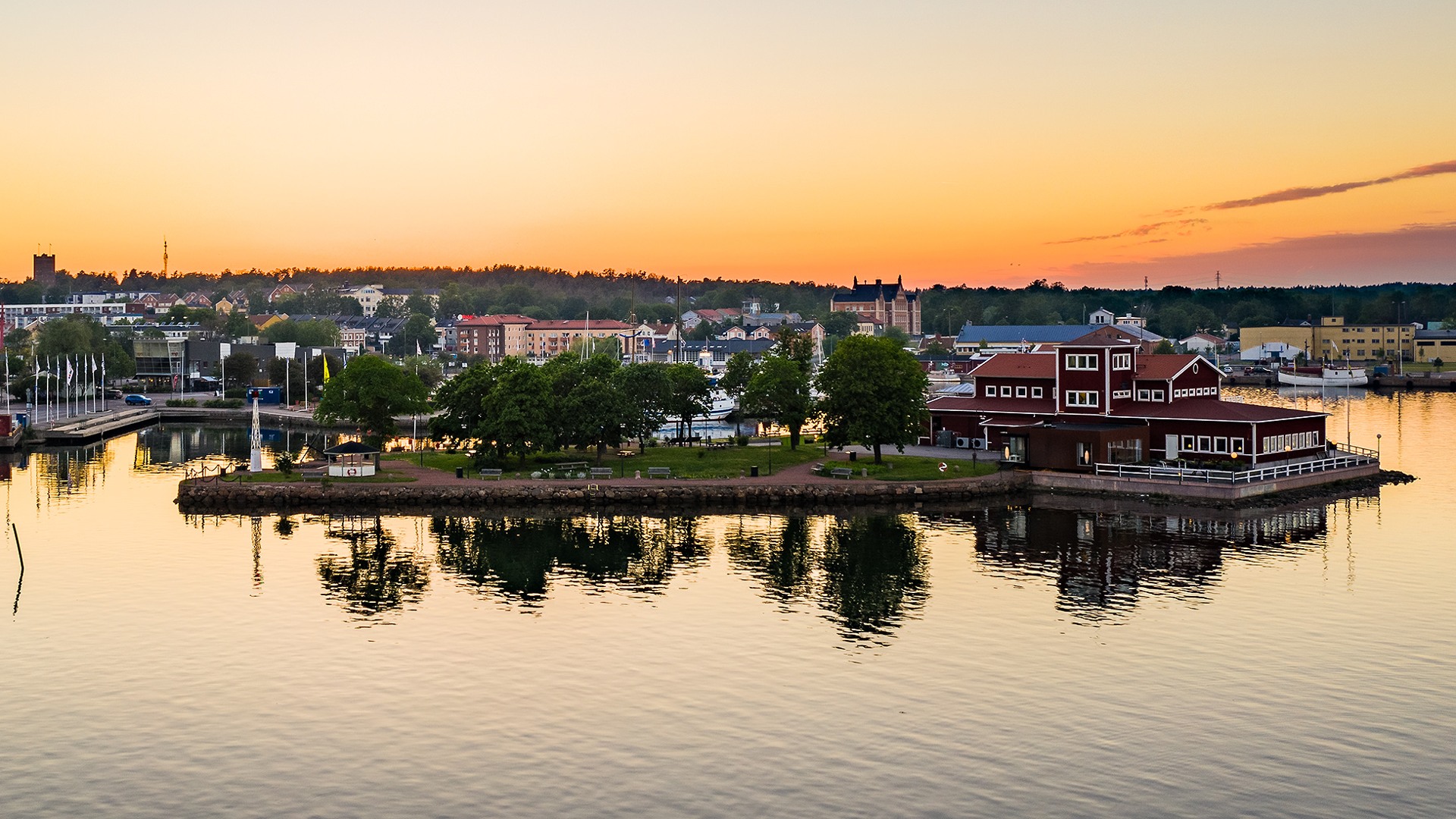 Drönarbild på Badholmen, Oskarshamn.