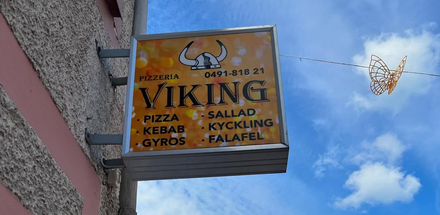 Pizzeria viking skylt Oskarshamn