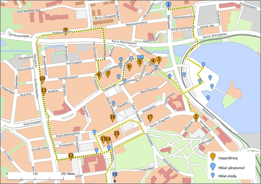Karta över Oskarshamns väggmålningar 2025