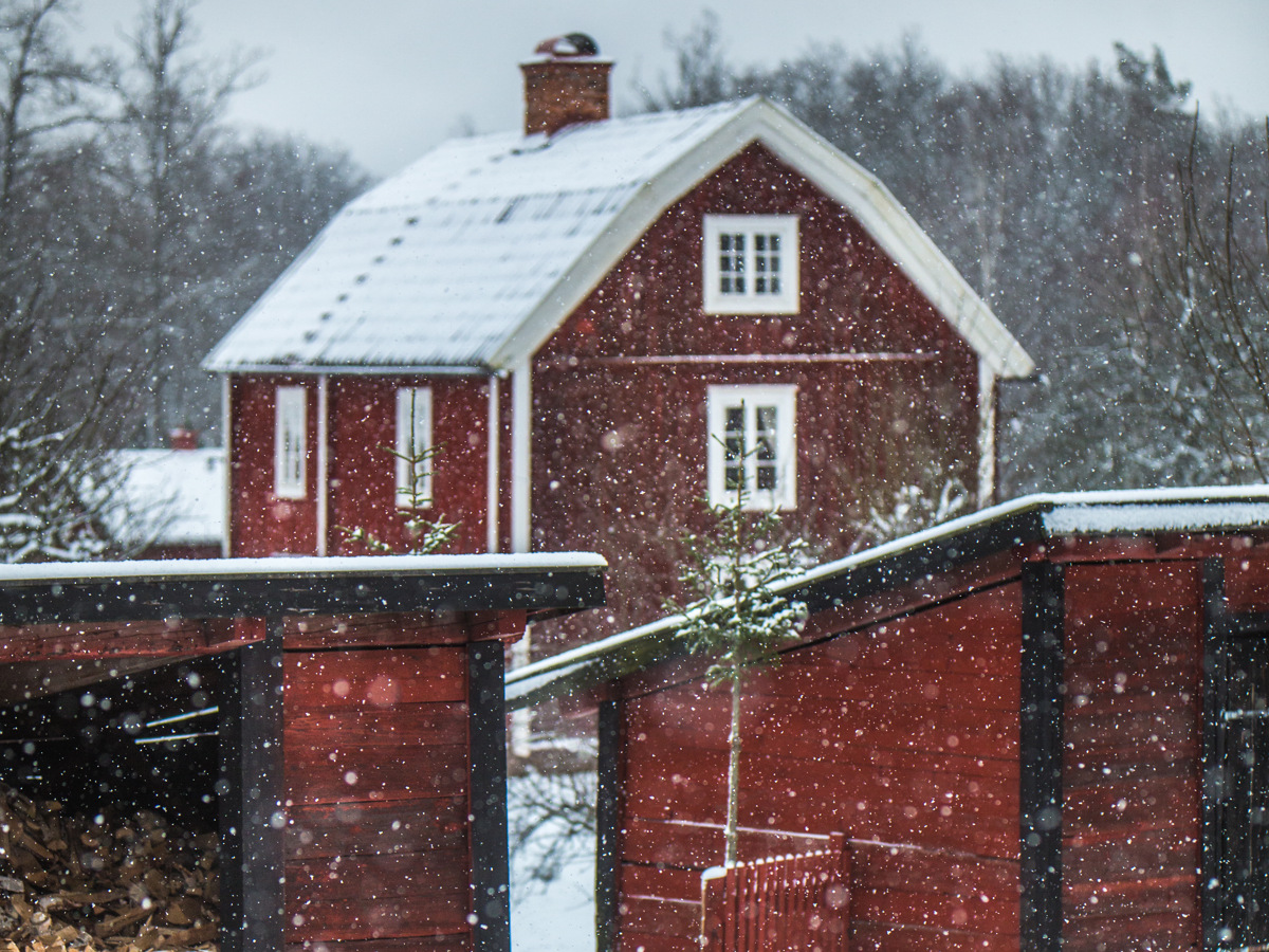 Stensjö by vinter. Menypuff. Fotograf Frida Persson.