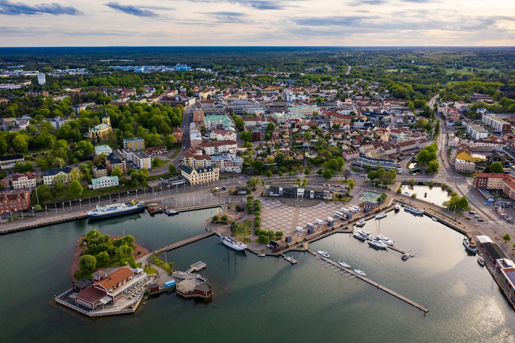 Vy över Oskarshamn från ovan.